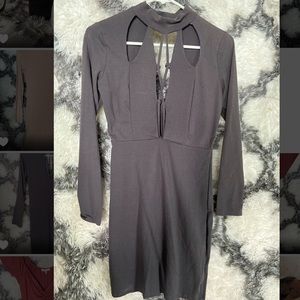 Grey Charlotte Russe Low-Plunge Party Dress